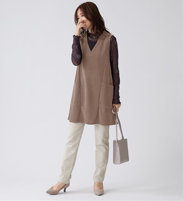 BELLUNA（ベルーナ）の「モールジャカード素材ジャンパースカート（ジャンパースカート）」｜詳細画像