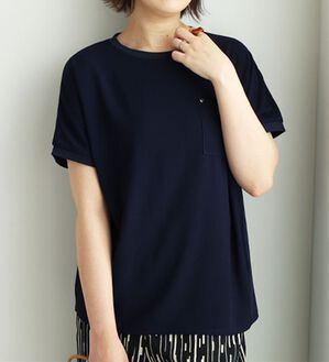 BELLUNA（ベルーナ）の「ジョーゼット切替ポケット付プルオーバー（カットソー）」｜ネイビー