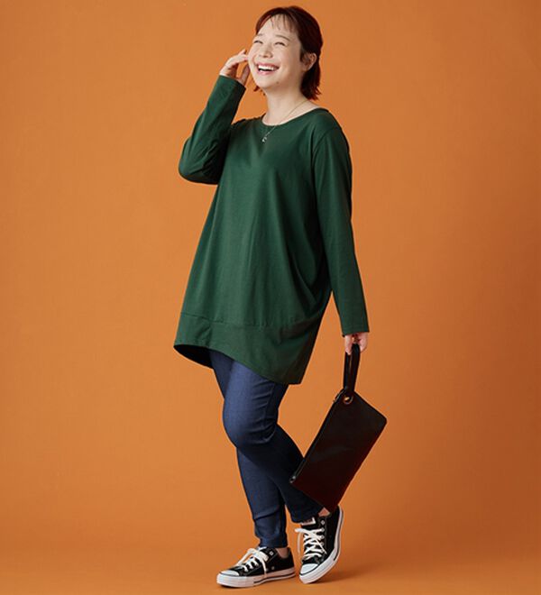 A HAPPY MARILYN（アハッピーマリリン）の「【Ｍ～８Ｌ】長袖・七分袖・半袖 コクーン シルエット チュニック（チュニック）」｜詳細画像