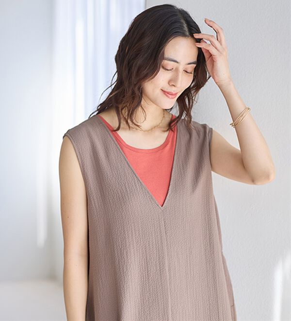 「【医師オススメ】ＵＶカット綿１００％カップ付タンクトップ＜カラフルコットン＞（肌着・インナーウェア）」｜詳細画像