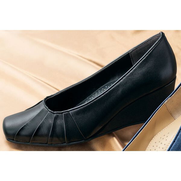 ともちん様 浴衣 猫 黒 レディース（4E山羊革サイドプリーツパンプス  