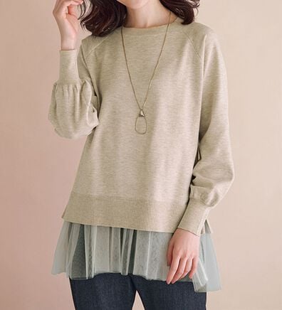 BELLUNA（ベルーナ）の「着回し自在！チュール重ねニットアンサンブル（ニット・セーター）」