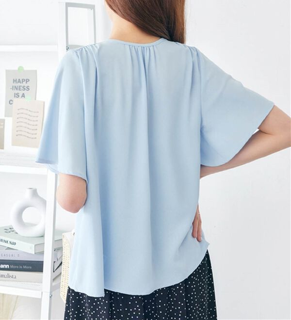 alotta（アロッタ）の「【接触冷感】前後２ＷＡＹギャザーブラウス（半袖）（ブラウス）」｜詳細画像