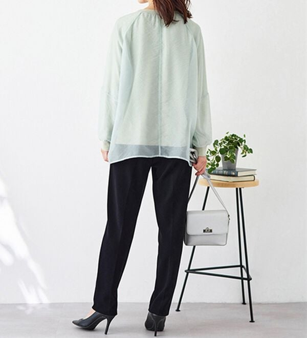 BELLUNA（ベルーナ）の「裏起毛ジョーゼット素材テーパードパンツ（テーパードパンツ）」｜詳細画像