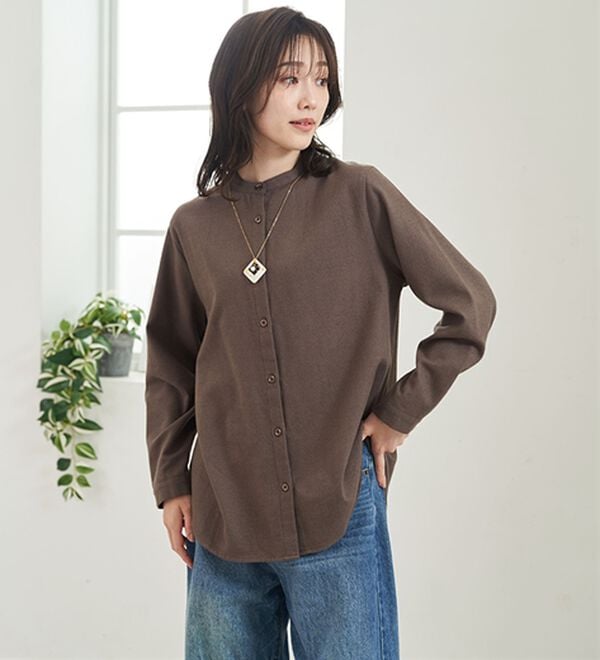 BELLUNA（ベルーナ）の「《ＨｕｇＲｅａｍコットン》スタンド衿ブラウス（ブラウス）」｜詳細画像