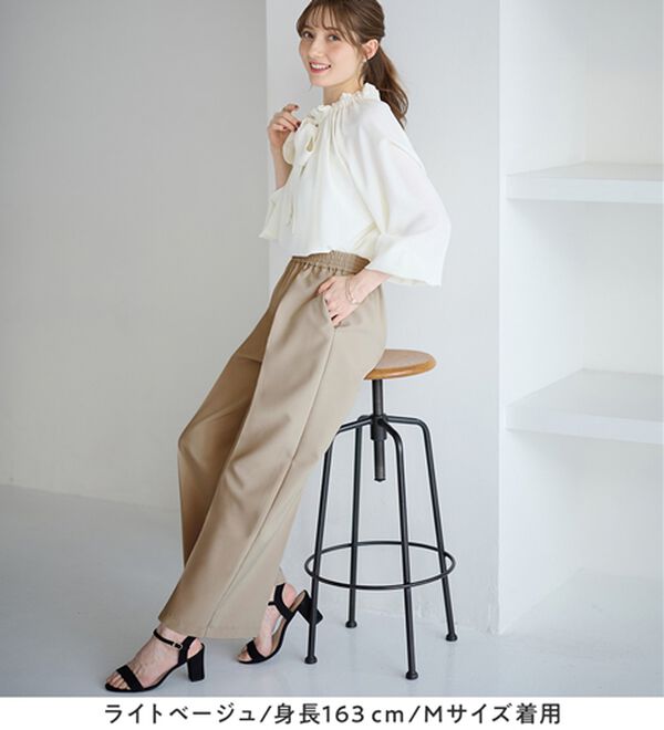 alotta（アロッタ）の「ウエストシャーリングとろみワイドパンツ（ワイドパンツ・ガウチョ）」｜詳細画像