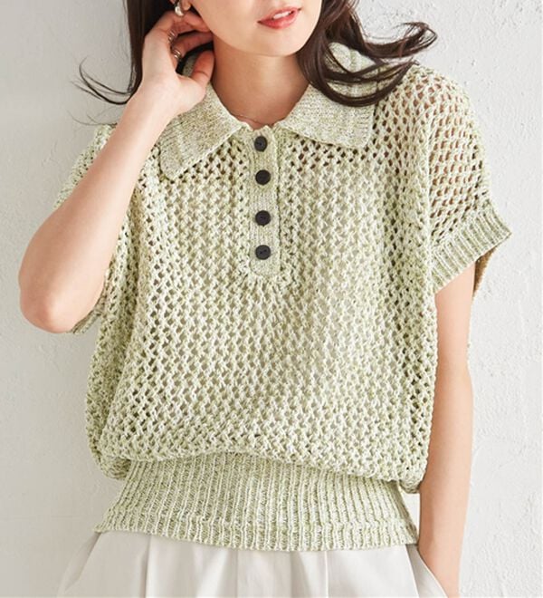 RANAN（ラナン）の「クロシェメッシュポロニット（ニット・セーター）」｜詳細画像