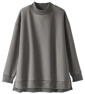 BELLUNA（ベルーナ）の「【快適Ｌａｂ．】ワッフル素材裏ボアハイネックプルオーバー（カットソー）」｜チャコール