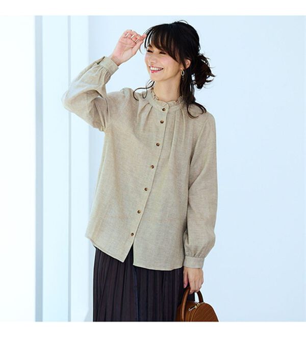 BELLUNA（ベルーナ）の「オーガニックコットンダブルガーゼブラウス（ブラウス）」｜詳細画像