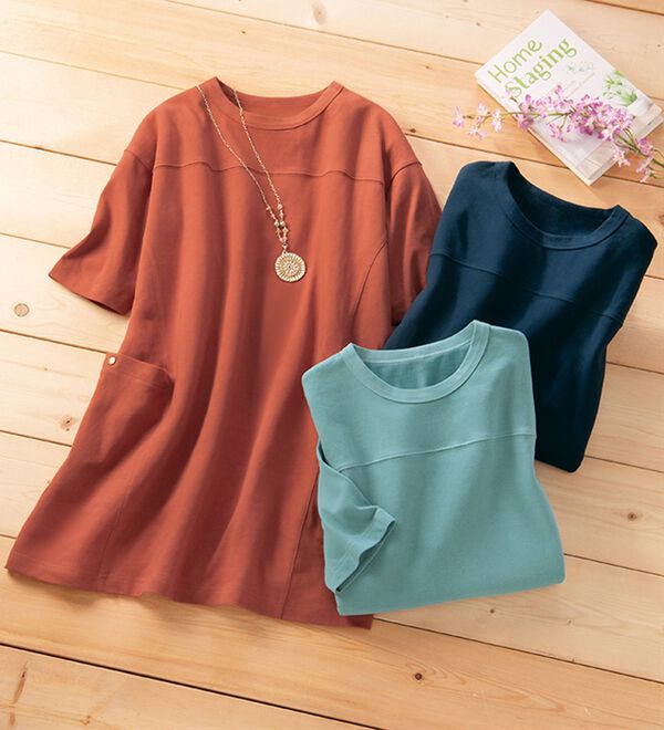 LAVIENNE（ラヴィエンヌ）の「【３色組】魔法の細見せ！ゆったりチュニック（チュニック）」｜詳細画像