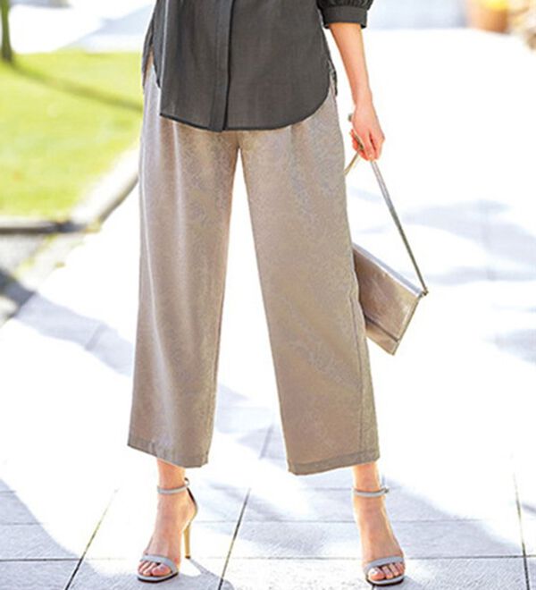 BELLUNA（ベルーナ）の「ジャカード素材ワイドテーパードパンツ（ワイドパンツ・ガウチョ）」｜詳細画像