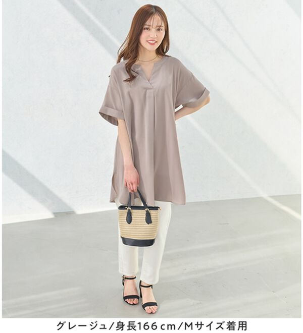 alotta（アロッタ）の「スキッパーとろみブラウスチュニック（ブラウス）」｜詳細画像