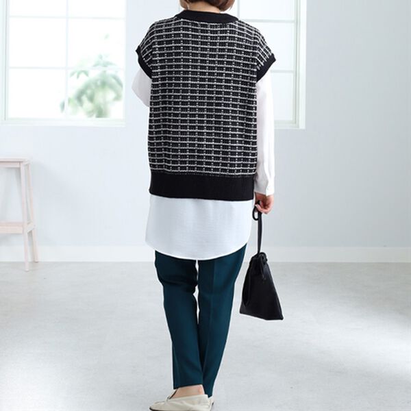 BELLUNA（ベルーナ）の「ツイード調素材ニットベスト（ベスト）」｜詳細画像