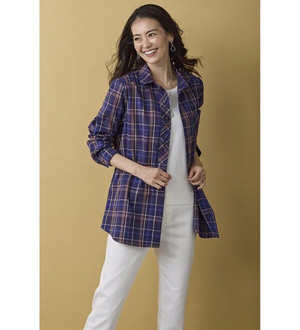 BELLUNA（ベルーナ）の「秋冬の街に映えるチェック柄シャツチュニック（シャツ）」｜詳細画像