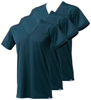 「【３枚組】＜フィラ＞ホットテック　柔らか裏起毛インナー（メンズ肌着・インナーウェア）」｜ネイビー 半袖V首