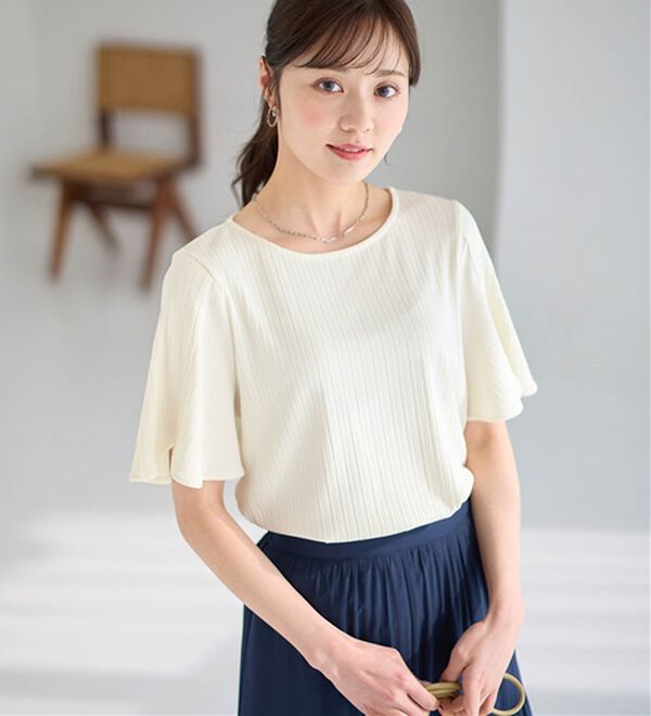 alotta（アロッタ）の「【4つの機能付】ひんやりチューリップ袖ブラウスTシャツ（カットソー）」｜詳細画像