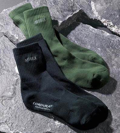 「【２色組】＜ＡＶＩＲＥＸ＞コーデュラ使用ゴム跡つきにくいタフネスソックス（メンズ靴下・タイツ）」