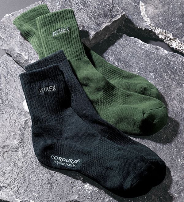 「【２色組】＜ＡＶＩＲＥＸ＞コーデュラ使用ゴム跡つきにくいタフネスソックス（メンズ靴下・タイツ）」｜詳細画像