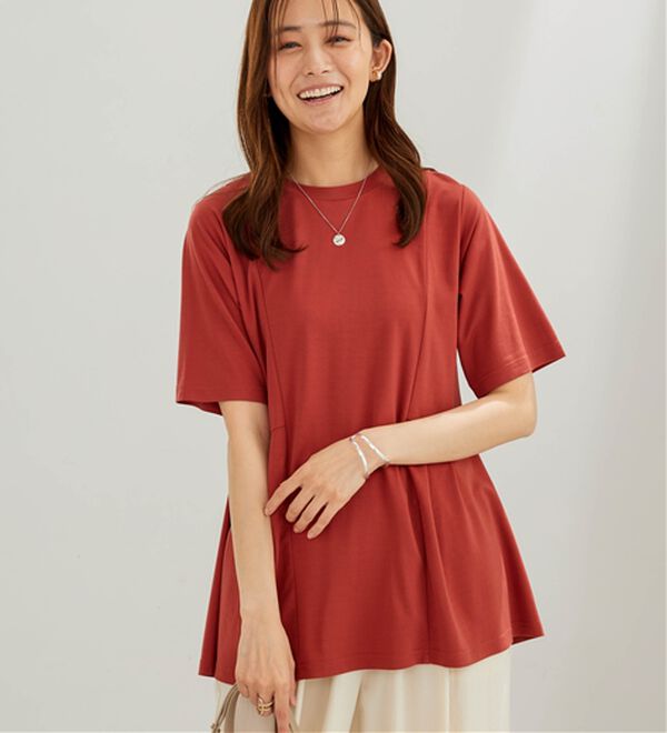 BELLUNA（ベルーナ）の「【接触冷感】ヒンヤリ！サイドタック使いチュニック（チュニック）」｜オレンジ