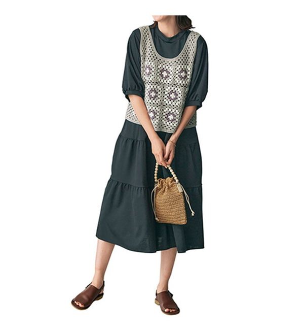 BELLUNA（ベルーナ）の「クラシカルかぎ針ニットワンピースアンサンブル（アンサンブル）」｜詳細画像