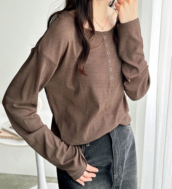 GeeRA（ジーラ）の「前後２ＷＡＹシアースラブヘンリーネックカットソー（カットソー）」｜詳細画像