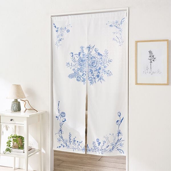 「クラシカルな花柄のれん「インブルーム」（のれん・間仕切り・カフェカーテン）」｜1