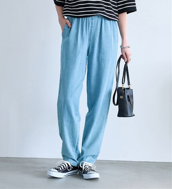 BELLUNA（ベルーナ）の「綿麻デニムすっきり見えゆるパンツ（フルレングスパンツ）」｜詳細画像