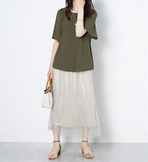 BELLUNA（ベルーナ）の「お手入れ楽々！ビンテージ素材ブラウス（ブラウス）」｜詳細画像