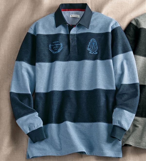 「＜ハッシュパピー＞デニム調ビッグドックポロ（メンズポロシャツ）」｜ネイビー