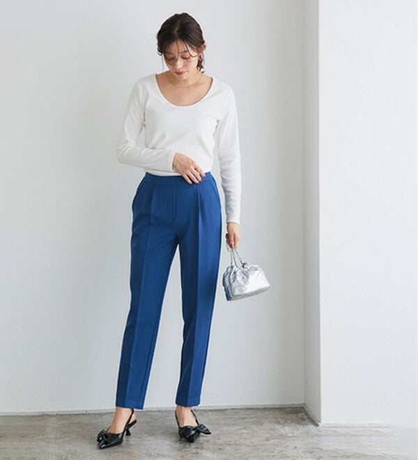 Pierrot（ピエロ）の「【ネックが選べる】テレコリブカットソー（カットソー）」｜詳細画像