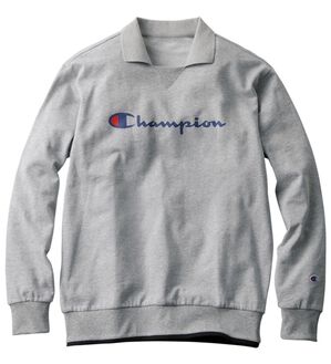 「＜チャンピオン＞衿デザイントレーナー（メンズトレーナー）」｜オックスフォードグレー(衿付)