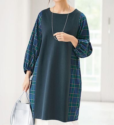 BELLUNA（ベルーナ）の「チェック柄切替２ＷＡＹデザインチュニック（チュニック）」