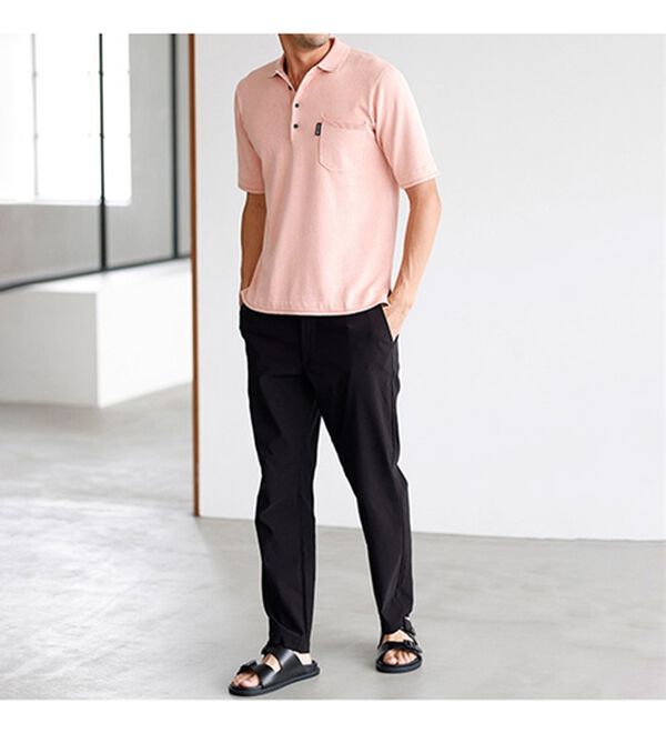 「＜イネド＞ヴィンテージ加工のニットポロ（メンズポロシャツ）」｜詳細画像