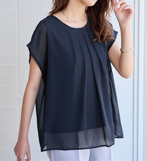 alotta（アロッタ）の「【接触冷感】機能付インナーシフォンブラウス（ブラウス）」｜詳細画像