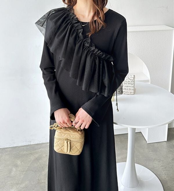 GeeRA（ジーラ）の「マルチフリルビスチェ＆リブワンピースセット（カットソーワンピース）」｜詳細画像