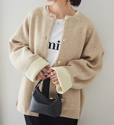 RANAN（ラナン）の「裏配色ゴールド調ボタンニットコーディガン（ニットカーディガン）」