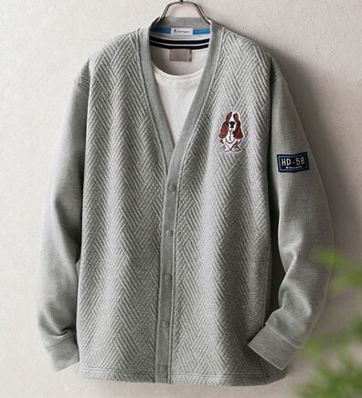 「＜ハッシュパピー＞ふくれジャカードカーディガン（メンズカーディガン）」