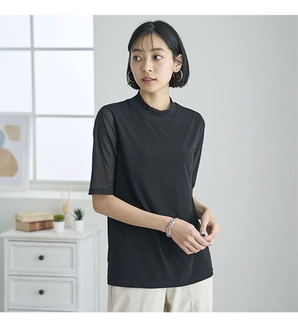 BELLUNA（ベルーナ）の「脱Ｔシャツ！チュールデザイントップス（カットソー）」｜詳細画像