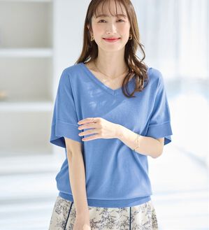 alotta（アロッタ）の「ゆるっと涼やかＶネックプルオーバー（ニット・セーター）」｜詳細画像