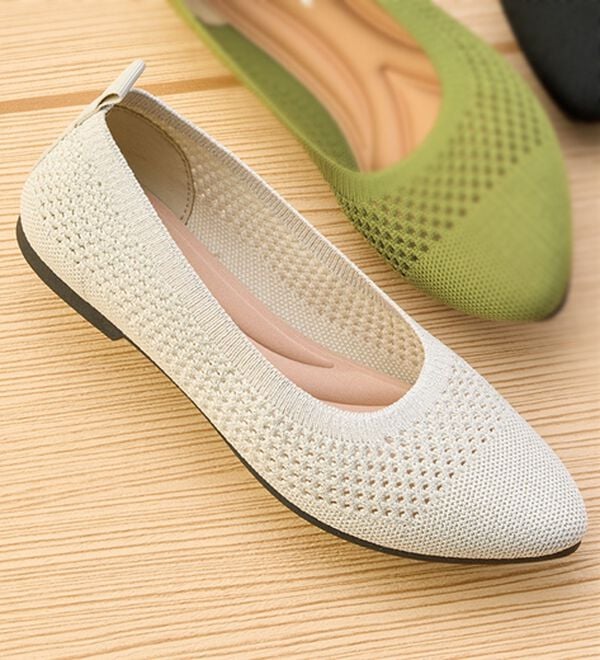 「洗える！軽っとふんわりニットシューズ（フラットシューズ）」｜シルバー