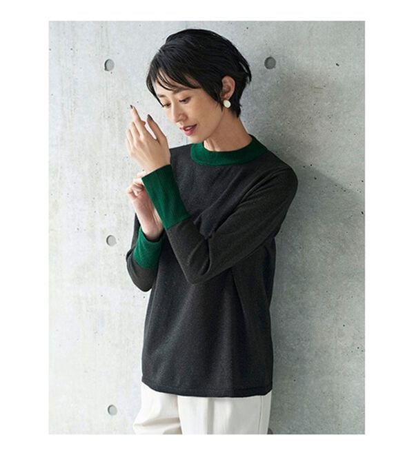 BELLUNA（ベルーナ）の「ラメ入り配色ニットプルオーバー（ニット・セーター）」｜詳細画像