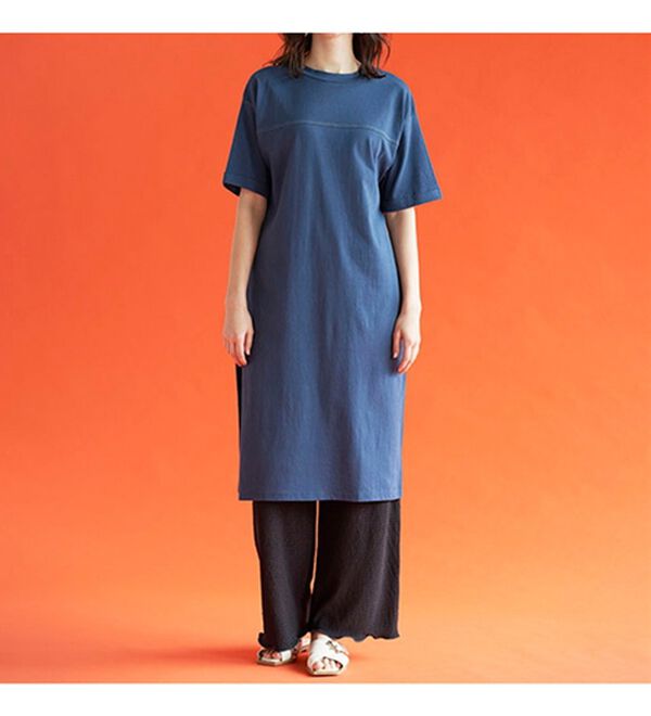 BELLUNA（ベルーナ）の「【楊柳イージーパンツ付】ひんやり！スリットデザインワンピース（カットソーワンピース）」｜詳細画像