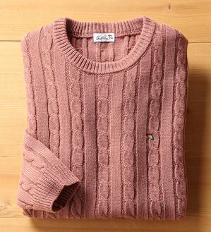 「＜アーノルド　パーマー＞ワンポイントケーブルニット（メンズニット・セーター）」｜ピンク