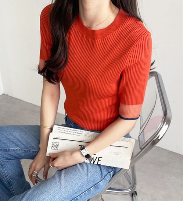 GeeRA（ジーラ）の「『ドラマ着用商品』 袖口シアーリブニット（ニット・セーター）」｜詳細画像