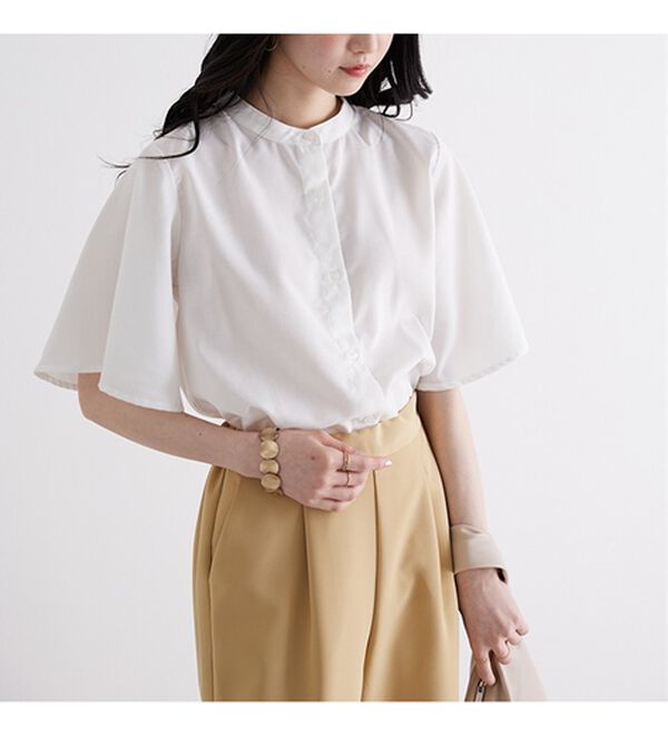 GeeRA（ジーラ）の「フレアー袖バンドカラーブラウス（ブラウス）」｜詳細画像