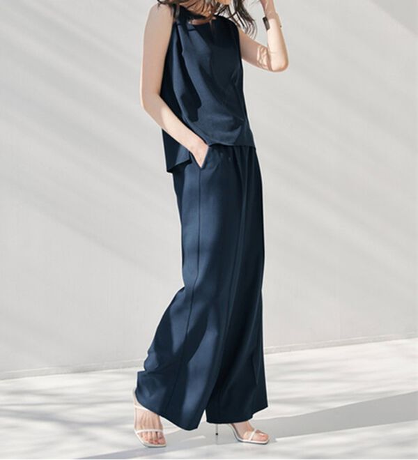 RANAN（ラナン）の「ひんやり！キーネックブラウス&times;パンツ（フルレングスパンツ）」｜詳細画像