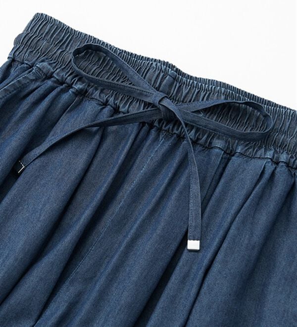 GeeRA（ジーラ）の「【接触冷感】穿いて感激！キレイ見えする楽ちんワイドデニムパンツ（ワイドパンツ・ガウチョ）」｜詳細画像