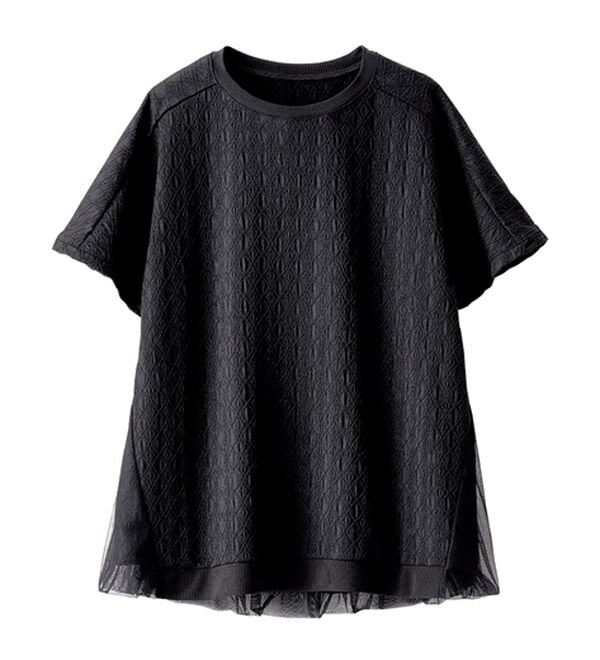 BELLUNA（ベルーナ）の「ジャカード素材チュール重ねプルオーバー（カットソー）」｜詳細画像