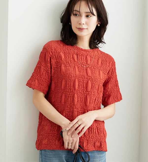 BELLUNA（ベルーナ）の「ストレッチレース調ハイネックプルオーバー（カットソー）」｜詳細画像