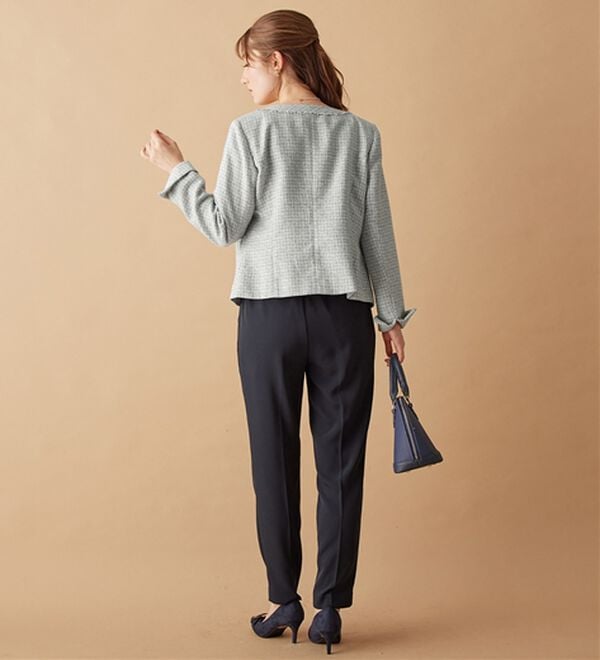 alotta（アロッタ）の「入学式卒業式に！フリンジ使いツイードノーカラージャケット＜Ｍ～５Ｌ＞（ノーカラージャケット）」｜詳細画像